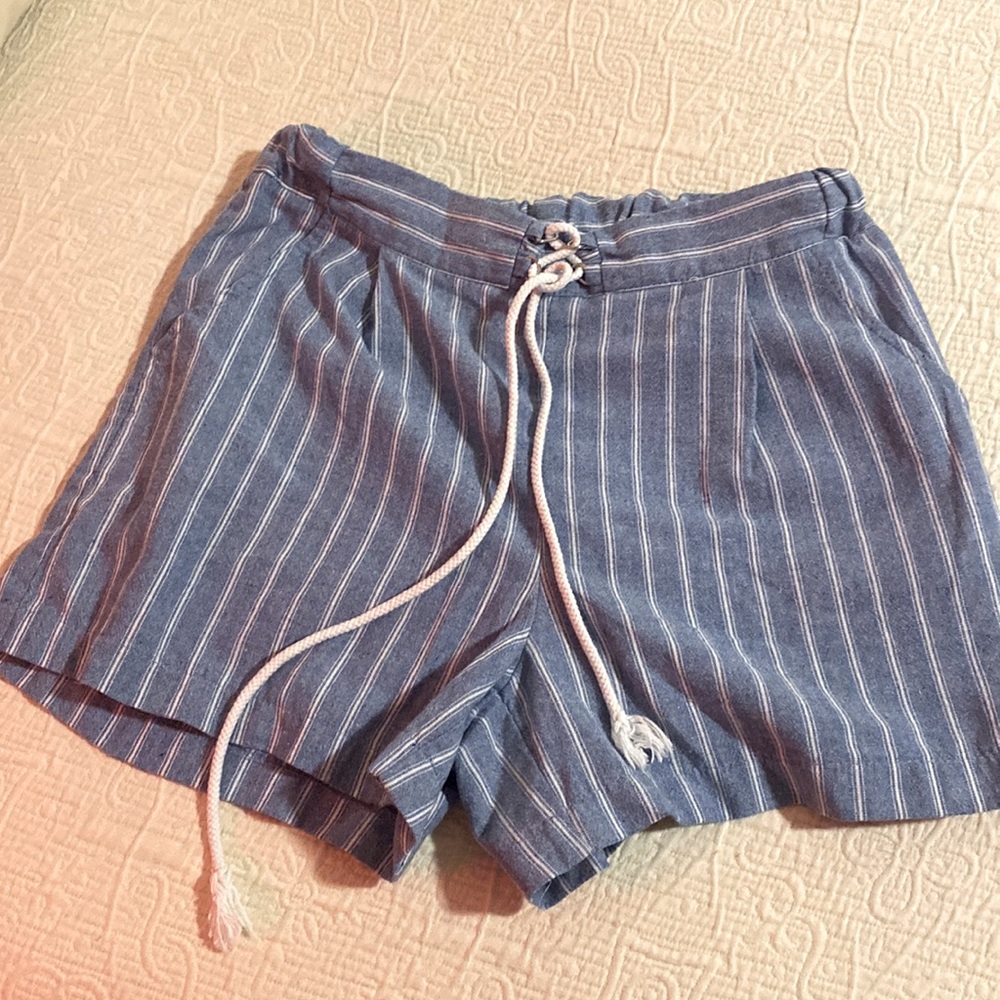 Blue and White Stripe Shorts, Small